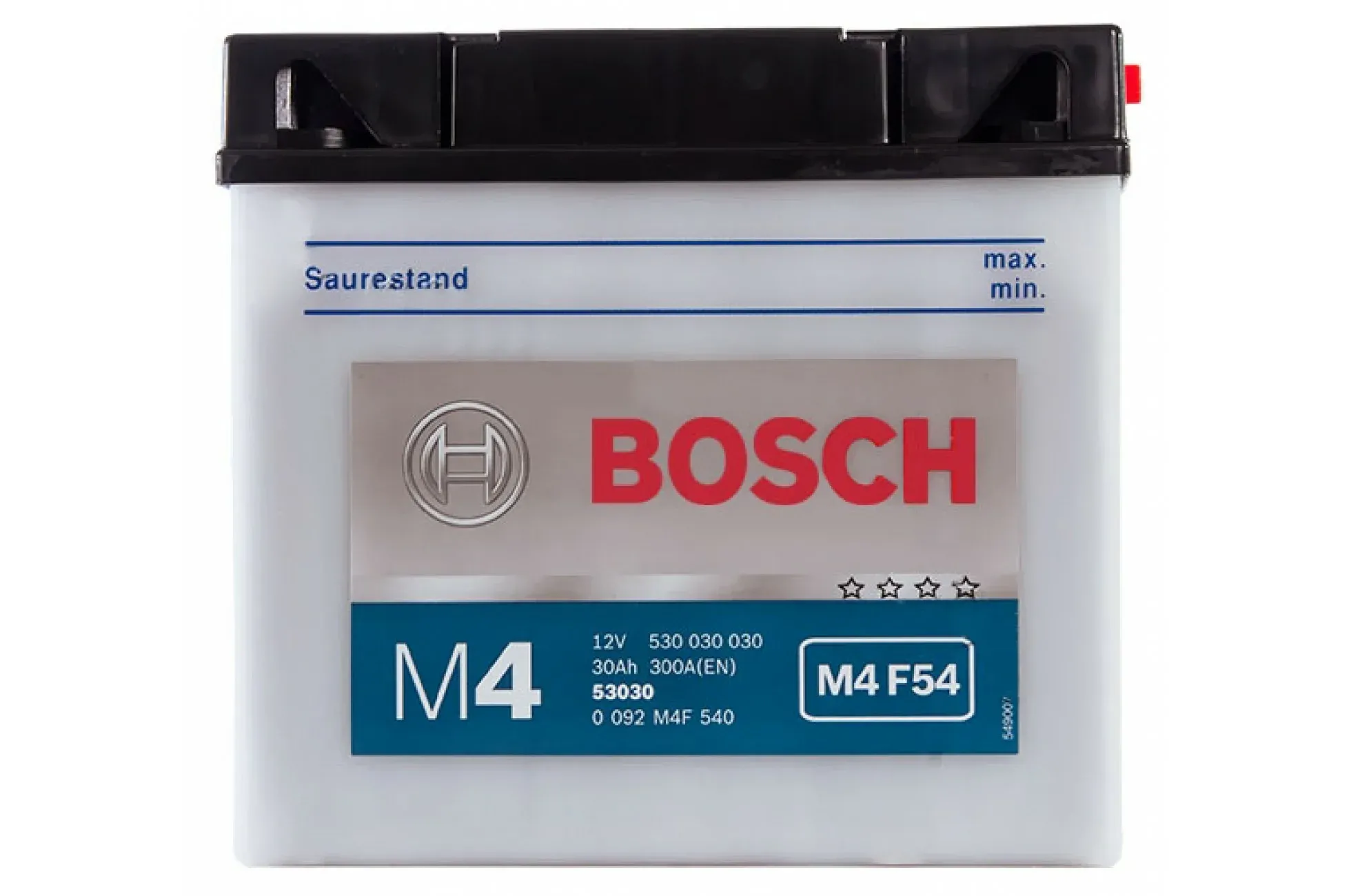 Bosch 0092M4F540 Аккумулятор M4 30 А/ч Обратная 184x130x170 EN180 А Сухозаряженная (электролит идёт в комплекте)